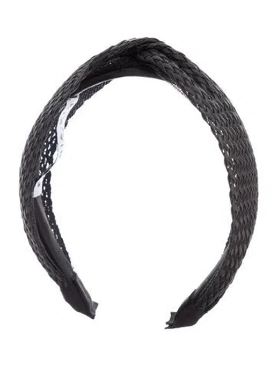 Pre-owned Eugenia Kim Wide Basketweave Style Headband In Black