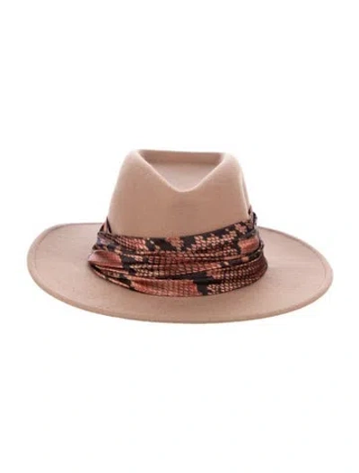 Pre-owned Eugenia Kim Wide Brim Wool Fedora Hat In Brown