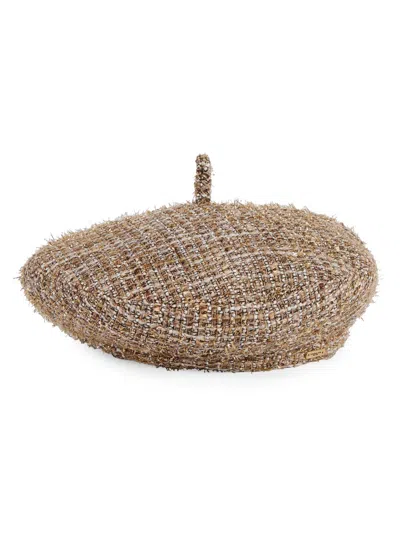 Eugenia Kim Carter Tweed Beret In Burgundy