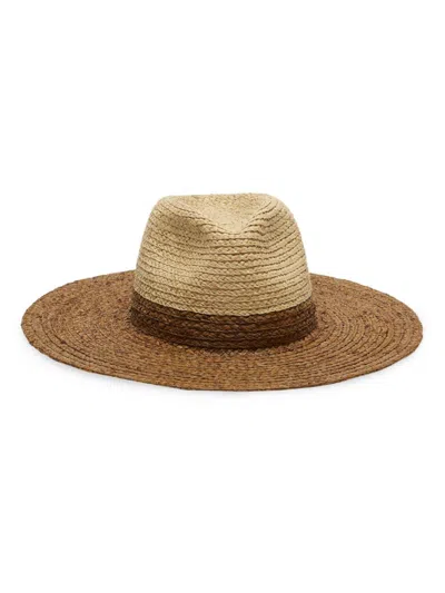 Eugenia Kim Women's Emmanuelle Colorblocked Raffia Packable Fedora In Natural Chocolate