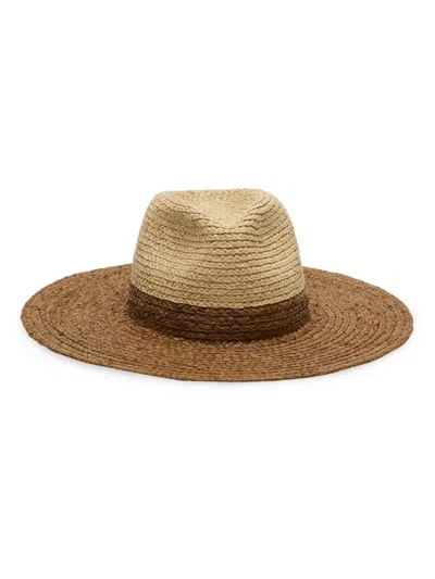 Eugenia Kim Women's Emmanuelle Colorblocked Raffia Packable Fedora In Brown