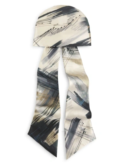 Eugenia Kim Women's Gigi Printed Satin Headscarf In Ivory Beige Navy