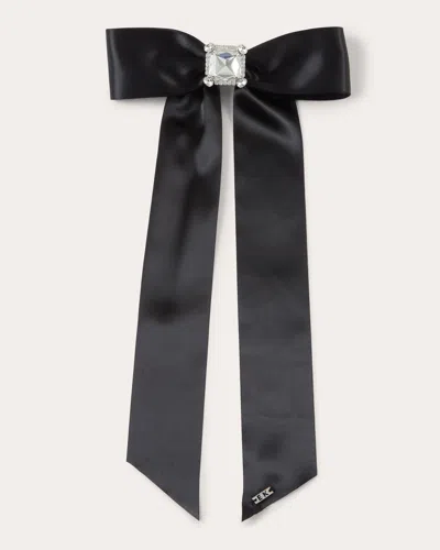 Eugenia Kim Women's Lacey Satin Crystal Bow Barrette In Black