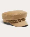 Eugenia Kim Marina Chain Cashmere Newsboy Cap In Brown