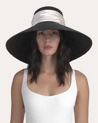 Eugenia Kim Women's Mirabel Satin Scarf Straw Sun Hat In Black