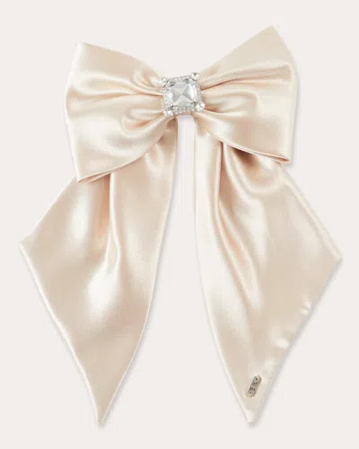Eugenia Kim Women's Tracy Satin Crystal Bow Barrette In Neutrals