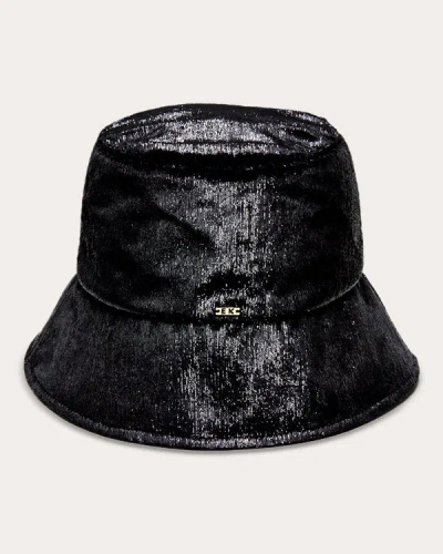 Eugenia Kim Women's Yuki Metallic Velvet Bucket Hat In Black