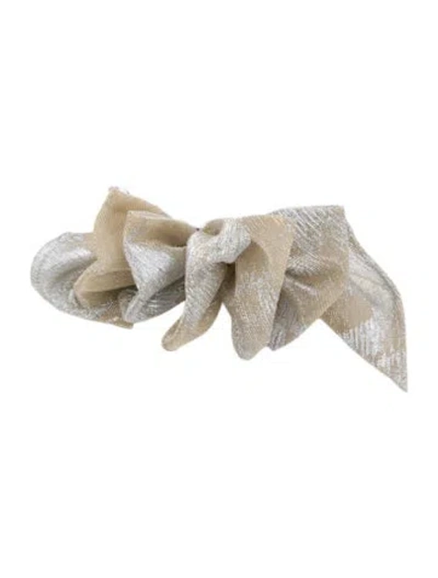 Pre-owned Eugenia Kim Womens Neutral Lace  Headband With Knot Accent. W/tags In Gold/metallic/silver