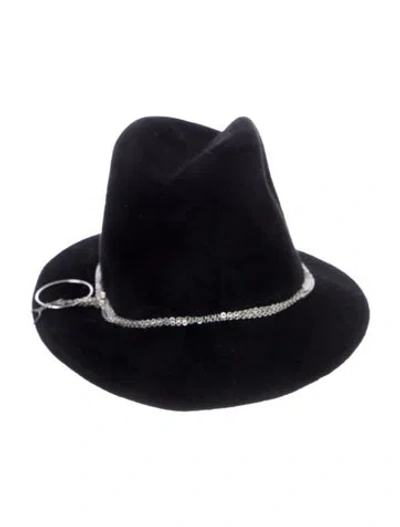Pre-owned Eugenia Kim Wool Chain Link Fedora In Black