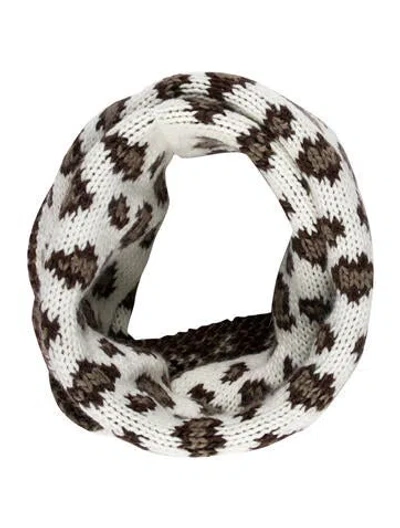 Pre-owned Eugenia Kim Wool Colorblock Pattern Infinity Scarf W/ Tags In White