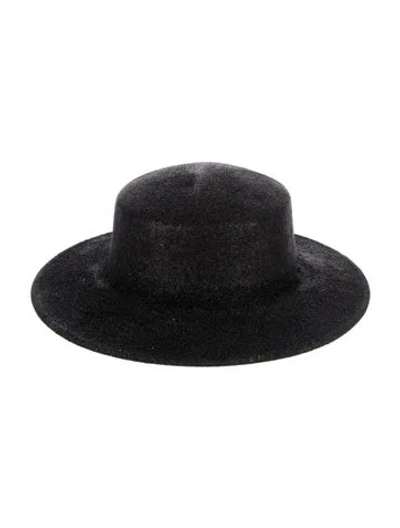 Pre-owned Eugenia Kim Wool Glitter Accent Hat In Black