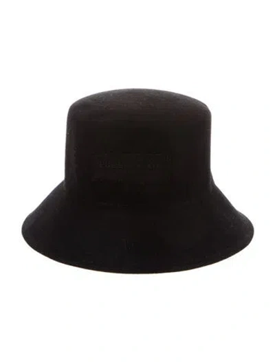 Pre-owned Eugenia Kim Wool Tie Bucket Hat In Black