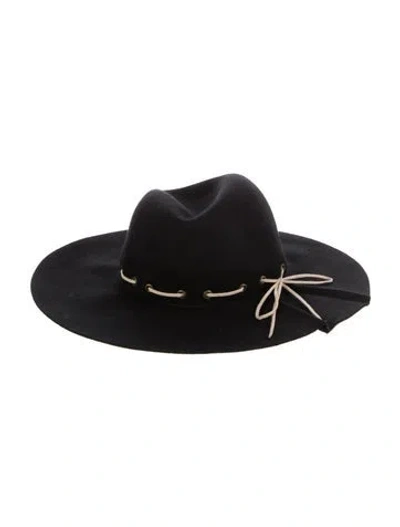 Pre-owned Eugenia Kim Wool Wide Brim Sun Hat In Black