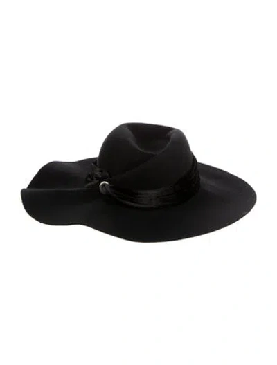 Pre-owned Eugenia Kim Wool Wide Brim Sun Hat In Black