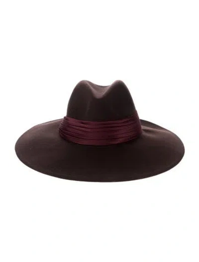 Pre-owned Eugenia Kim Wool Wide Brim Winter Hat W/tags In Burgundy