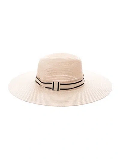 Pre-owned Eugenia Kim Woven Fedora Hat In Neutral