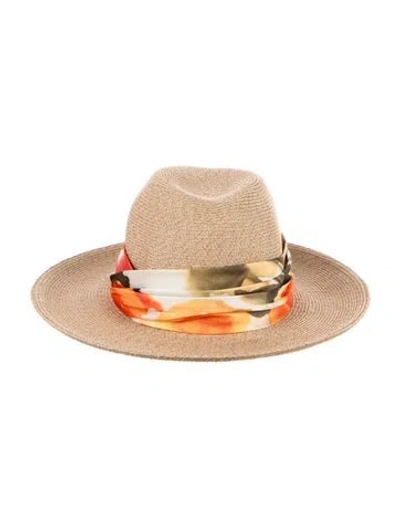 Pre-owned Eugenia Kim Woven Fedora Hat In Neutral