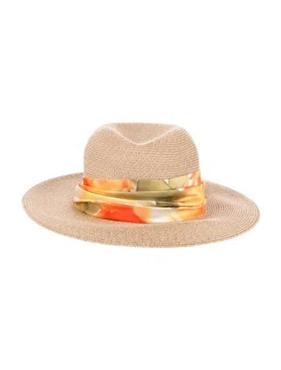 Pre-owned Eugenia Kim Woven Fedora Hat In Neutral