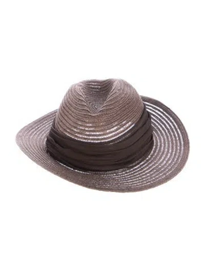 Pre-owned Eugenia Kim Woven Fedora Hat W/tags In Brown