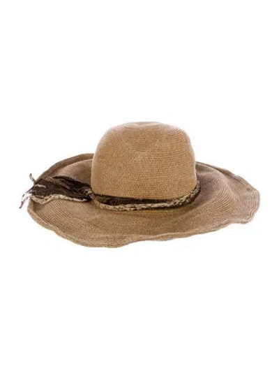 Pre-owned Eugenia Kim Woven Wide Brim Hat In Neutral