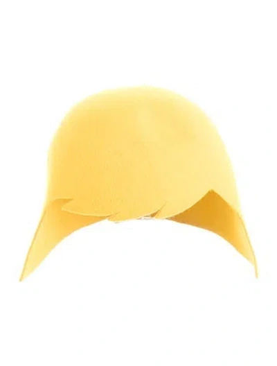 Pre-owned Eugenia Kim Yellow Wool Felt Bonnet Hat  W/tags