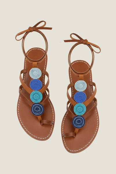 Eunice Aspiga Blue Tonal Discs Sandal In Brown