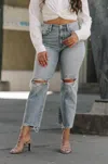 Eunina Art Deco High Rise Jean In Denim