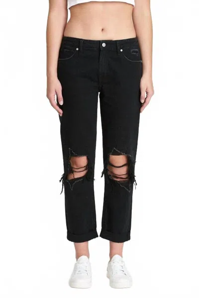 Eunina Frankie Mid-rise Girlfriend Jeans In Nightcap In Black