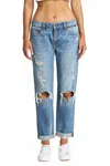 Eunina Ghosted Mid Rise Girlfriend Jeans In Medium Denim