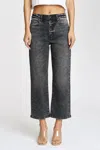 Eunina High Rise Wide Leg Crop Jean In Black