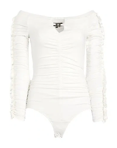 Eureka By Babylon Woman Bodysuit White Size 8 Acetate, Polyamide, Elastane