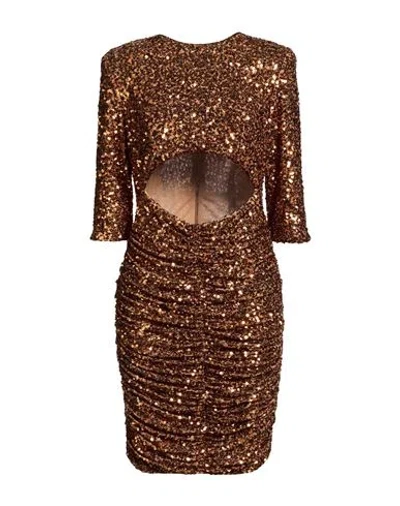 Eureka By Babylon Woman Mini Dress Gold Size 8 Polyamide, Elastane