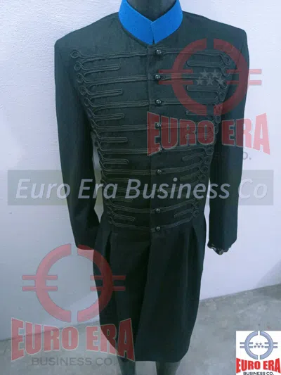 Pre-owned Euro Brunswick Hussar Of Death Officer Napoleonic Military Hussars Frock Coat Jacket In Black