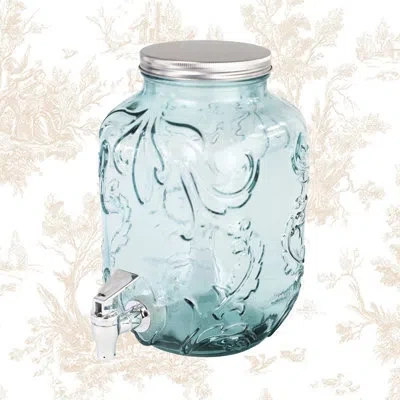 Euro Ceramica Bara Euro Recycled Glass Liter Mason Jar Beverage Dispenser In Clear