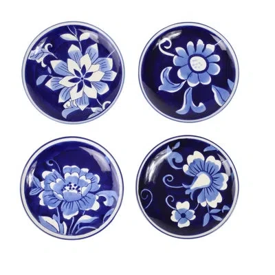 Euro Ceramica Blue Garden 6" Assorted Appetizer Plate In Blue;white