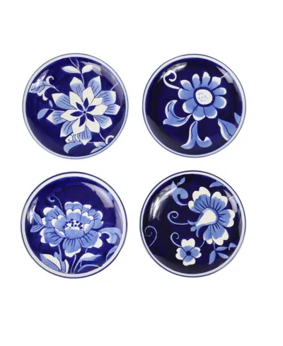 Euro Ceramica Blue Garden 6in Assorted Appetizer Plate (set Of 4)