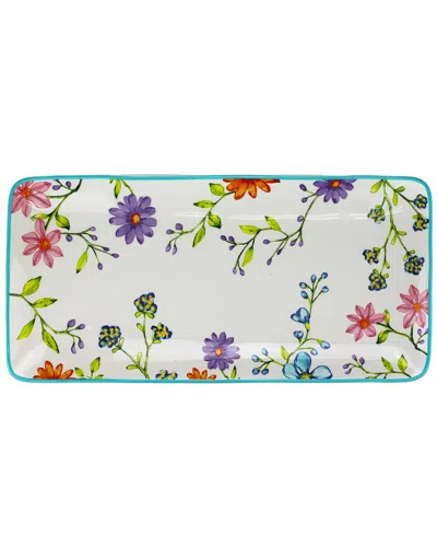 Euro Ceramica Charlotte 14.5in Rectangular Serving Tray In White