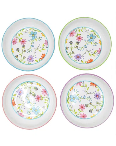 Euro Ceramica Charlotte 4pc Pasta Bowls In Multicolor