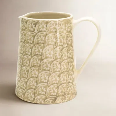 Euro Ceramica Chloe Floral 2 Lt Accent Pitcher In Beige