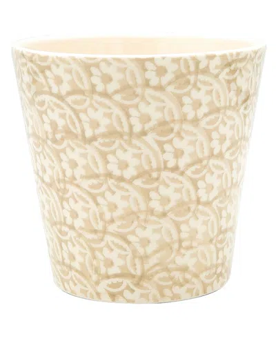 Euro Ceramica Chloe Floral Accent Planter In Beige