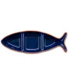 Euro Ceramica Costa Azul Fish-shaped Divided Serving Dish, Large In Blue