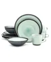 Euro Ceramica Diana 16pc Dinnerware Set In Grey,turquoise