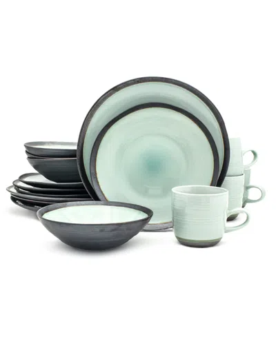Euro Ceramica Diana 16pc Dinnerware Set In Grey,turquoise