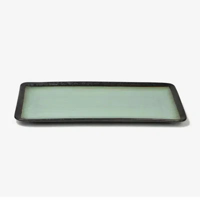 Euro Ceramica Diana Rectangular Serving Platter In Green;grey