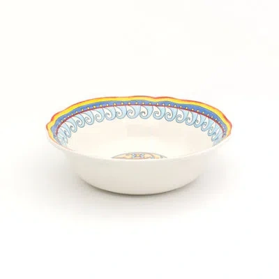Euro Ceramica Duomo Serving Bowl In Blue;white;yellow;multi-colored
