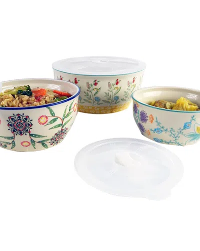Euro Ceramica Ella 3pc Storage Bowl Set In Multi