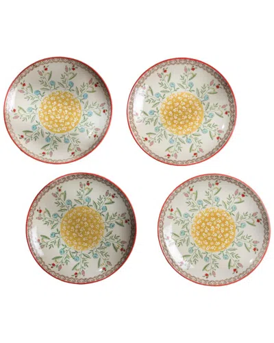 Euro Ceramica Ella 4pc Salad Plates Set In Yellow