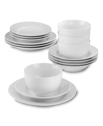 Euro Ceramica Essential Classic Rim 16 Pc. Dinnerware Set, Service For 4 In White