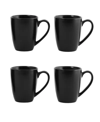 Euro Ceramica Essential Mugs, Set Of 4 In Black
