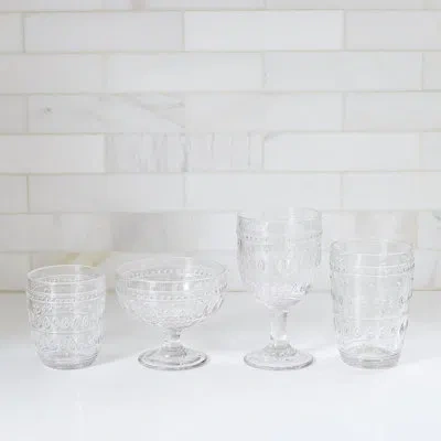 Euro Ceramica Fez Glassware 14oz Highball Glass Set In Clear